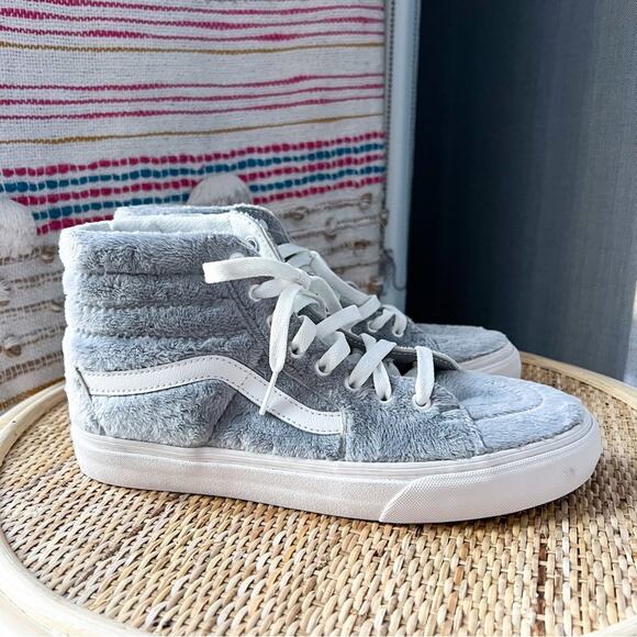Vans U Sk8-Hi Faux Fur Drizzle Blanc-De-Blanc High Top Sneakers Women’s Size 10 - Picture 2 of 8